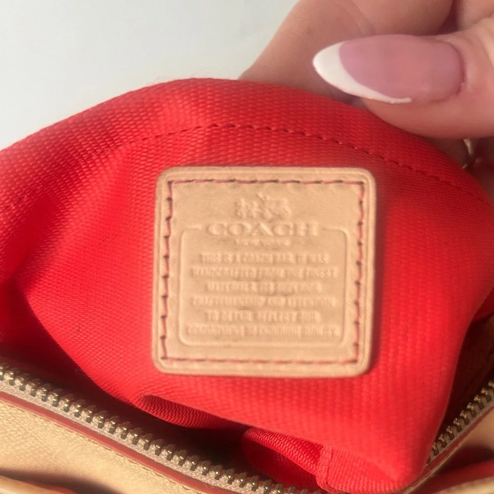 Vintage Coach Courier Crossbody Bag Signature Monogram Tan Leather Brown 53006